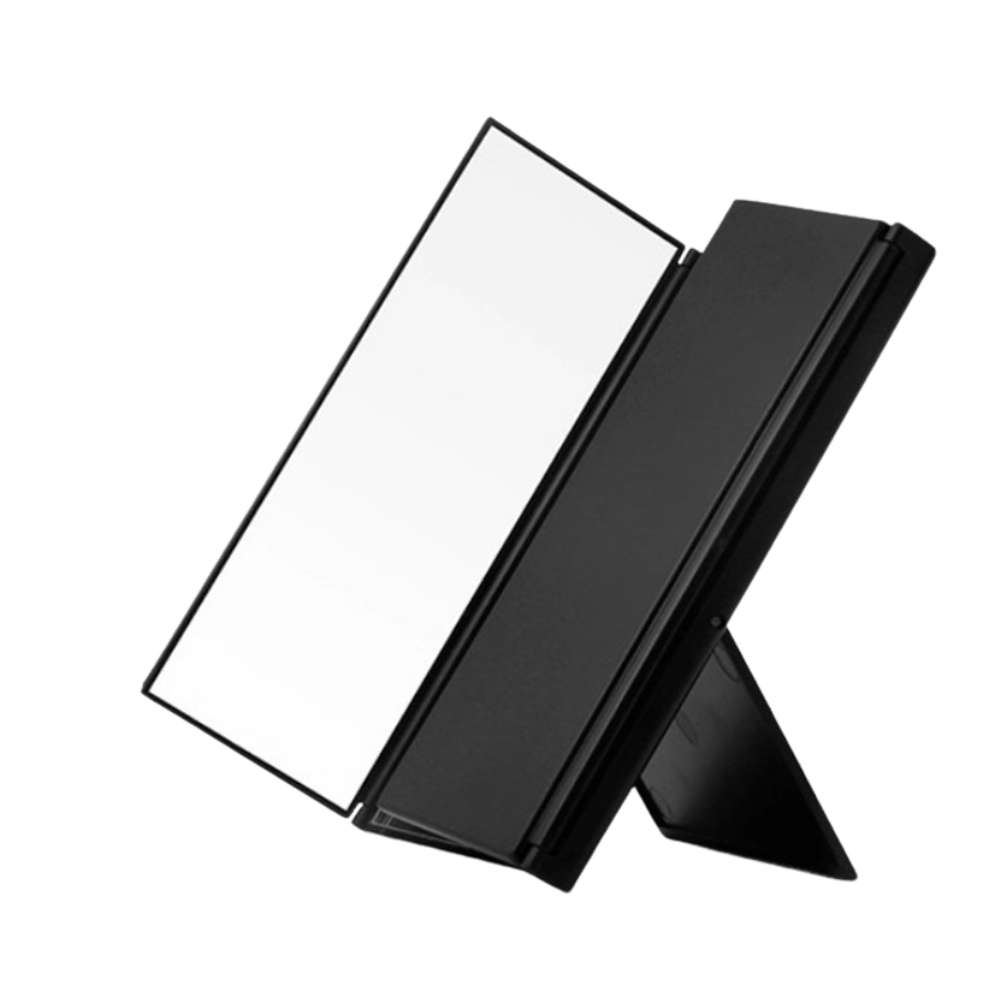 TheAurelia LED Tri-fold Mirror showing its sleek and functional design