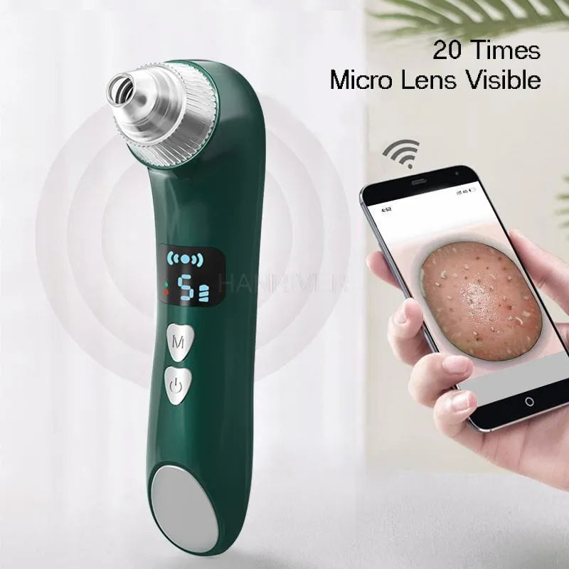A detail view of a high-tech heating element on a pore cleansing device